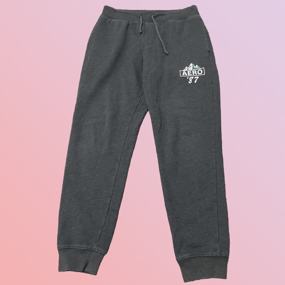 Aeropostale Dark Gray Men's Small Sweatpants with Drawstring and Stretchy Waist